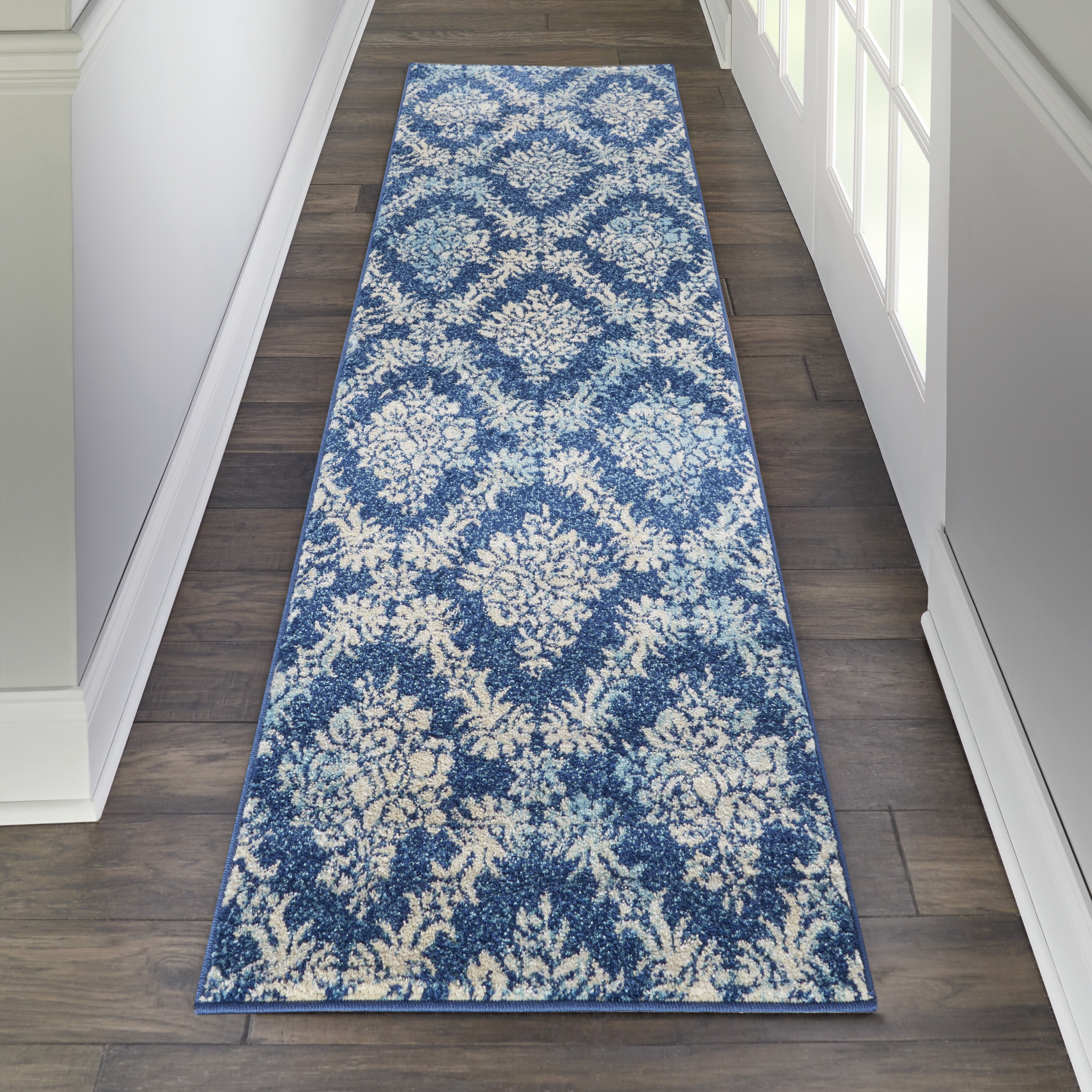 Nourison Tranquil Vintage Damask Navy/Light Blue Area Rug