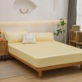 thumbnail image 5 of Btomtd Washed Fitted Sheet Solid Color Mattress Pad Protective Cover Ash Proof Bed Sheets Comfortable Queen Sheets for All Season Use, 86.61'x78.74', Yellow-L, 5 of 6