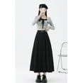 thumbnail image 3 of Women’s High-Waisted Pleated Midi Skirt with Belt, Elegant A-Line Flared Suit Skirt, Slimming Fashion Mid-Length Skirt for Office, Casual, and Daily Wear, 3 of 8