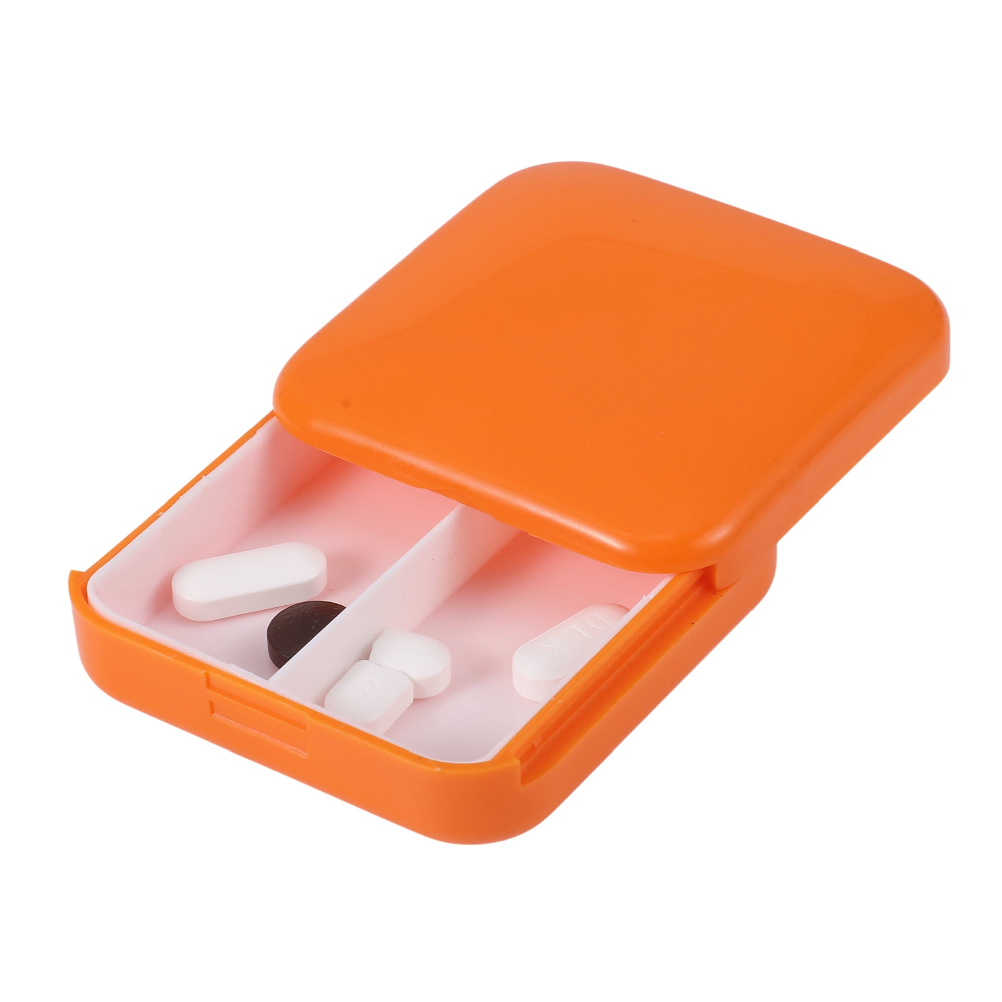 Unique Bargains Durable Square 2 Compartment Pill Case Orange