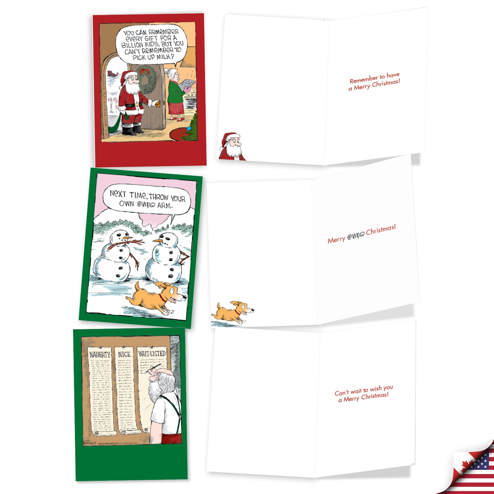 NobleWorks 20 Assorted set Funny Christmas Mixed Occasions Greeting Cards w/5 x 7 Inch Envelopes (10 Designs, 2 Each) A Coverly Christmas AC5554XXG-B2x10