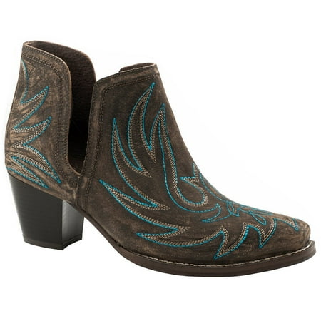 

Roper Womens Rowdy Embroidery Pointed Toe Boots Ankle Low Heel 1-2