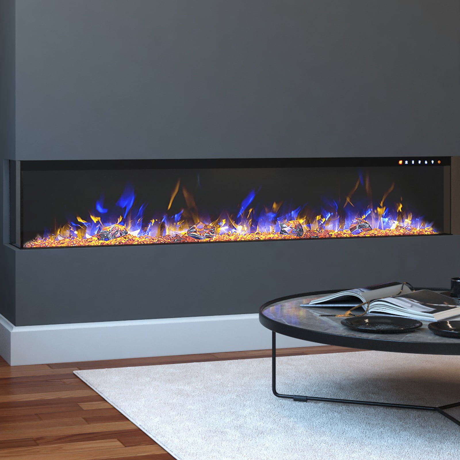 Regal Flame 60" Spectrum Modern Linear Electric 3 Sided Wall Mounted Built-in Recessed Fireplace