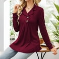thumbnail image 3 of Weardear Womens Long Sleeve Tunic Tops for Leggings Casual Notch Collar Button Sweatshirts Pullover Shirts Tops, 3 of 7