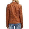 thumbnail image 3 of New Women's Tan Lambskin Leather Jacket Stylish Slim Fit Motorcycle Jacket W275, 3 of 4