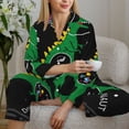 thumbnail image 6 of Uemuo Space Dino Cartoon Black Pattern Womens Pajama Sets,PJ Set for Women,Pajamas for Women Logo,Long Sleeve Pajama Set for Women,Soft Long Sleeve Top With Pants-Medium, 6 of 9