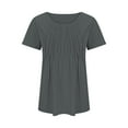 thumbnail image 7 of Tmtolofot Women's Gradient Top Summer Pleated Printed Shirt Female Loose Short Sleeve Tops Basic Round Neck T-Shirt 2024 Fashion Tunic Blouses For Leggings,3_Dark Gray,XX-Large, 7 of 7