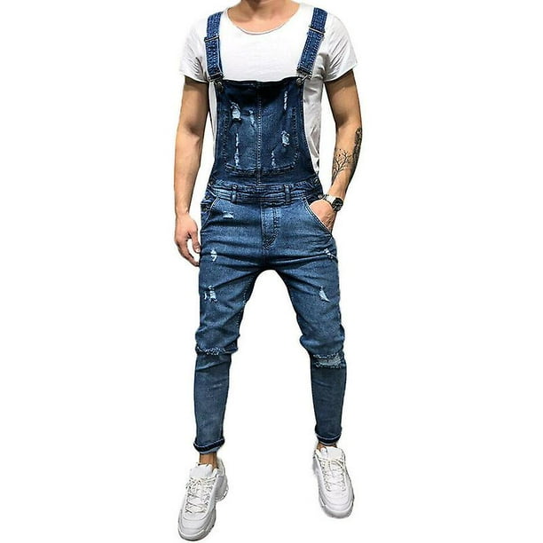 Pantalones de mezclilla rasgados para hombre Peto Peto y pantalones vaqueros con tirantes Pantalones de trabajo