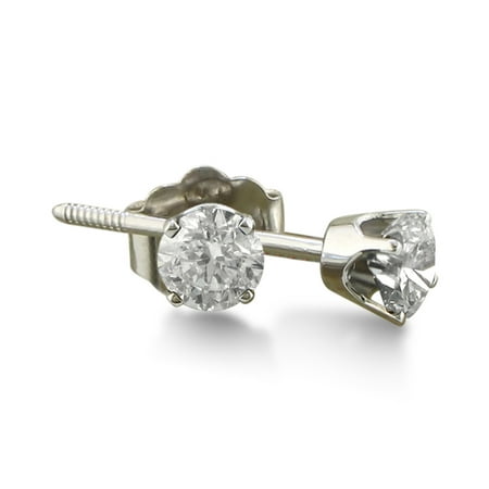 1/5ct Round Diamond Stud Earrings in 10K White Gold