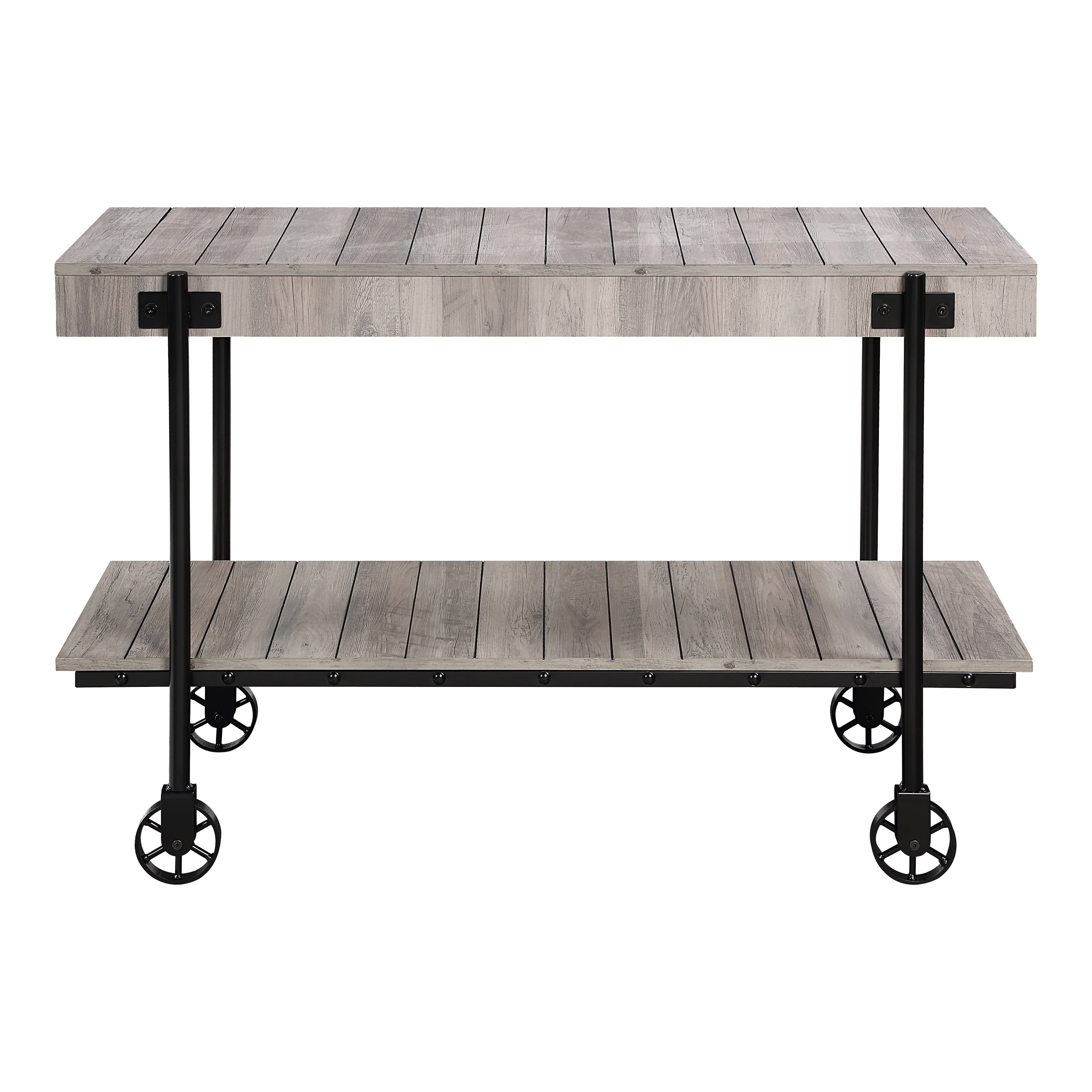 Furniture of America Russe 1-Shelf Wood Natural Tone Sofa Table with Wheels
