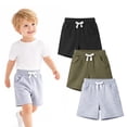 thumbnail image 2 of HILEELANG Toddler Boys' Cotton Shorts 3-Pack with Pockets, Grey/Black/Olive Green, Size 5 Years, 2 of 11