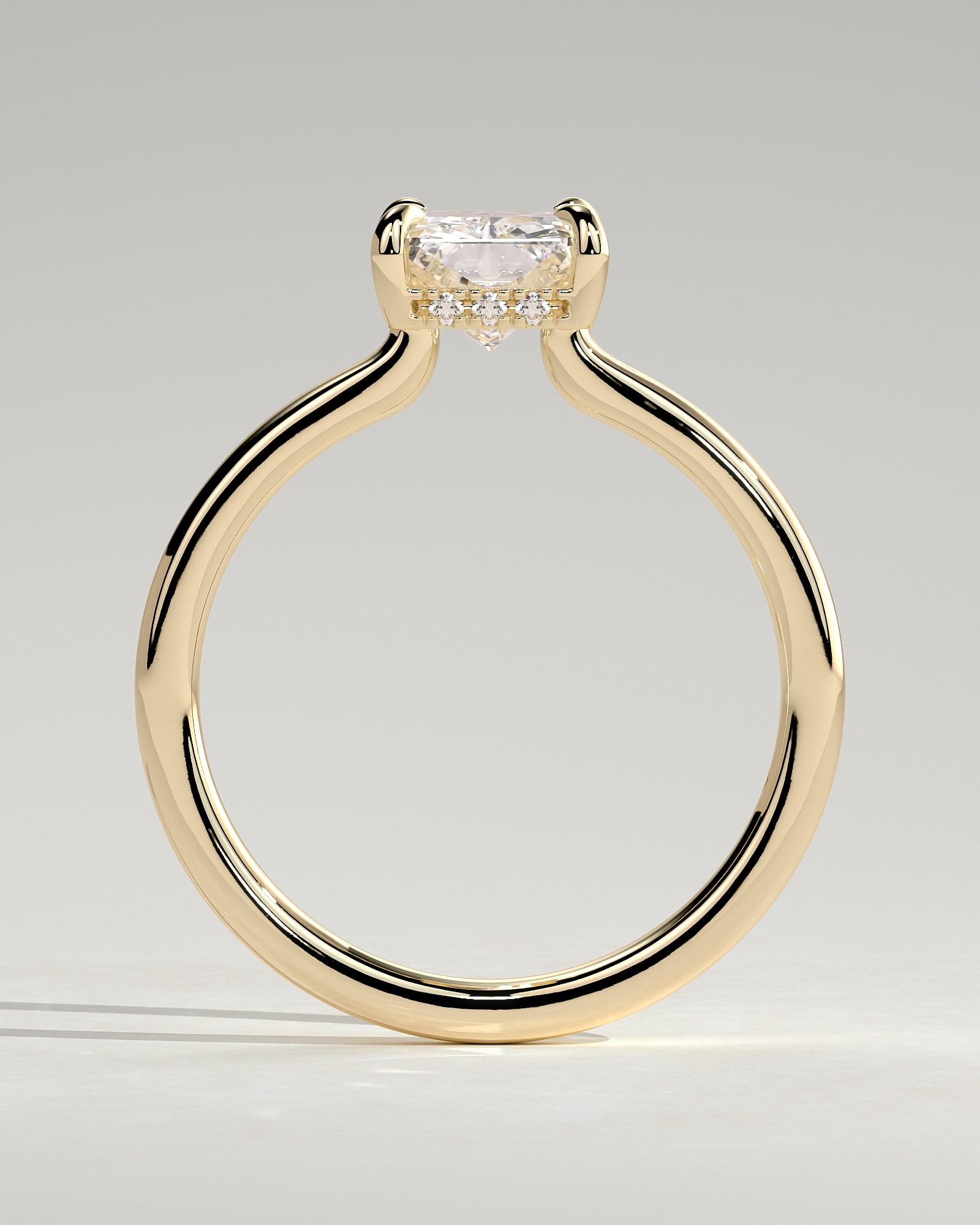 CAPRICARATS 2.00Ct Radiant Cut Moissanite Floating Low-Set Solitaire Engagement Ring – Hidden Halo Flush Design in 18K Yellow Gold for Women