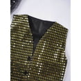 thumbnail image 3 of Fldy Kids Boys Girls Hip-hop Jazz Dance Costume Sequins Jacket Vest Waistcoat Stage Performance Party Black&Gold 140, 3 of 7