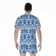 thumbnail image 2 of Blue And White Aztec Pattern Short Sleeve Men'S Rompers Casual Summer Jumpsuits Outfit, 2 of 4