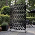 thumbnail image 2 of Tcbosik Outdoor Freestanding Metal Privacy Screen, Decorative Privacy Fence and Room Divider for Patio, Garden, Balcony, Backyard, 76"H x 48"W, Black, 2 of 8