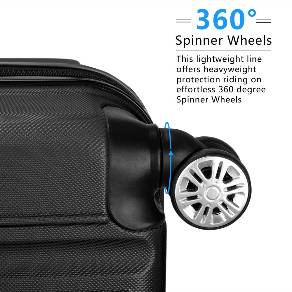 Zimtown 3 Piece Nested Spinner Suitcase Luggage Set With TSA Lock Black
