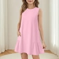 thumbnail image 6 of Delliss Girls' Solid Color Sleeveless Dress With Pockets Summer Casual Round Neck Dress Pink 11 Years, 6 of 9