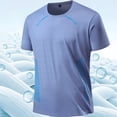 thumbnail image 5 of Men's Cooling Running Shirts Anti Odor Moisture Wicking Breathable Workout Athletic Short Sleeve Lightweight Gym Tee Big and Tall Size XL-5XL Light Blue, 5 of 5