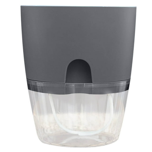Automatic Self-Watering Plastic Flower Pot with Rope Absorption System, PP Resin Planter in White or Gray