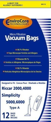 Simplicity 5000/6000 Type A Microlined Vacuum Bags by Home 12 Riccar 2000/4000 