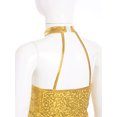thumbnail image 7 of YiZYiF Girls Metallic Shiny Halter Crop Top with Pleated Skirt for Cheer Leader Modern Jazz Dance Wear Gold 12, 7 of 7