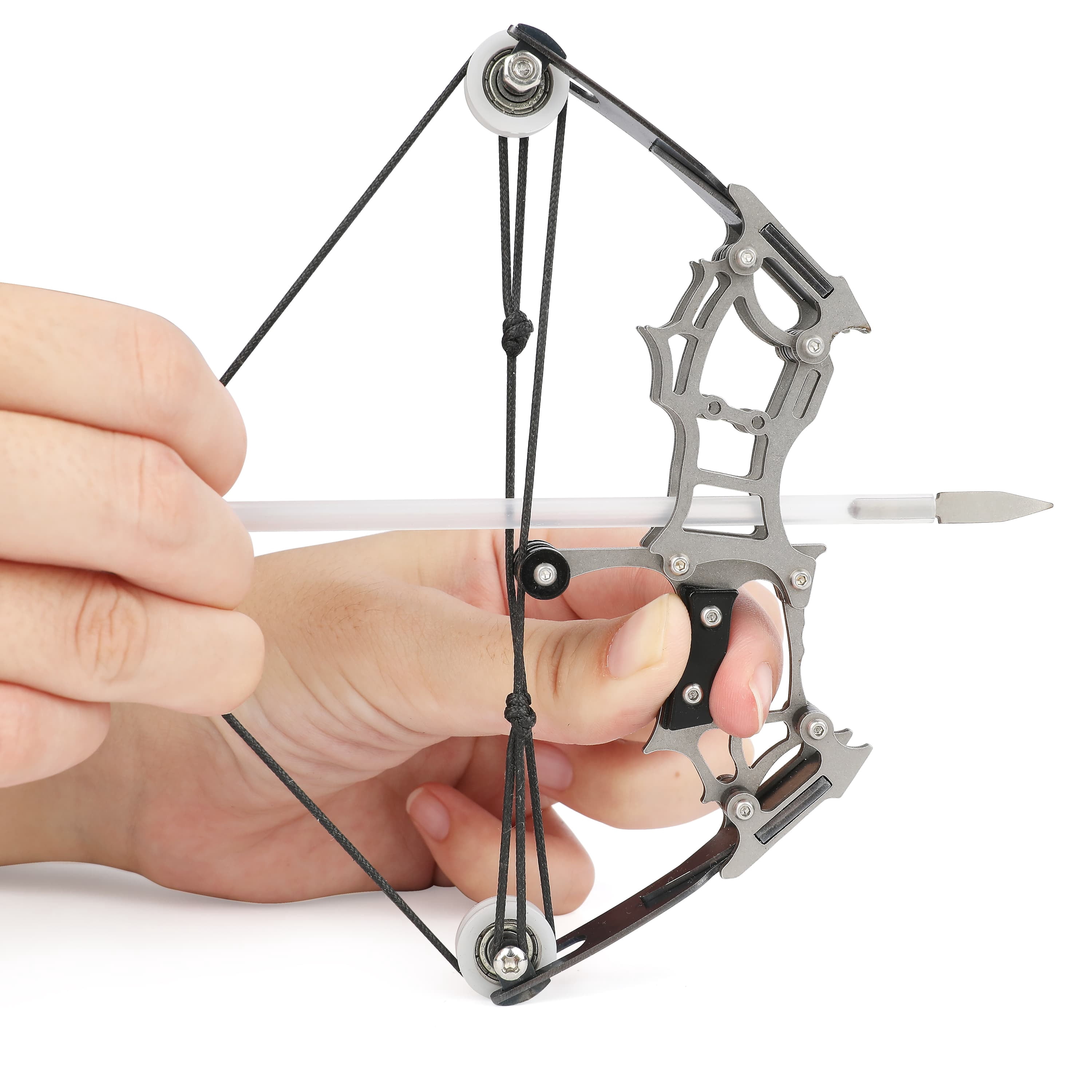 CHN Archery - Stainless Steel Mini Compound Bow Toy with 12 Arrows Set【Ship from USA】