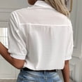 thumbnail image 3 of Top de manga corta con cuello en V,Blusa bordada de encaje con cuello en V de manga corta Camisa bordada de encaje de manga corta Características de vanguardia, 3 of 5