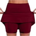 thumbnail image 2 of Womens Pants Solid Color Mid-waist Skirt Pants Sports Casual Shorts Bottoming Skirt Skorts, 2 of 6