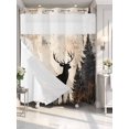 thumbnail image 4 of Vintage Forest Deer No Hook Shower Curtain Waterproof, Bathroom Curtains with Snap in Liners and See Through Top Window, Rustic Country Wildlife Woodland Hotel Style Bathtub Curtains Shower 66"Wx72"L, 4 of 8