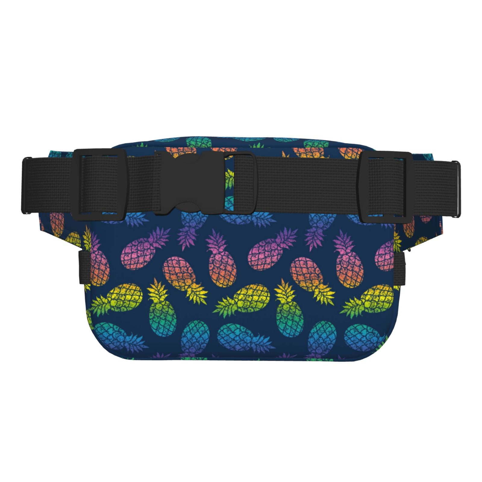Picia Retro Bright Pineapple Print Square Double-Layer Waist Bag Mini Adjustable Waist Belt Bag Exercise Running Travel Hiking