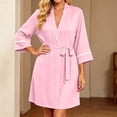 thumbnail image 7 of Zormilly Robes for Women 3/4 Length Sleeve V Neck Soft Nightgowns Casual Lightweight Shower Spa Nursing Sleepwear, S-2XL, 7 of 7