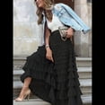 thumbnail image 4 of Faldas Largas de Tul para Mujer, Corte A, Volantes, Cintura Alta, Escalonadas, , Tutú, Enagua Negro M, 4 of 8
