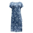 thumbnail image 4 of asddcavvf Robes pour Femmes Mode Décontractée Manches Courtes Fente à Cordon Imprimé Denim, 4 of 4