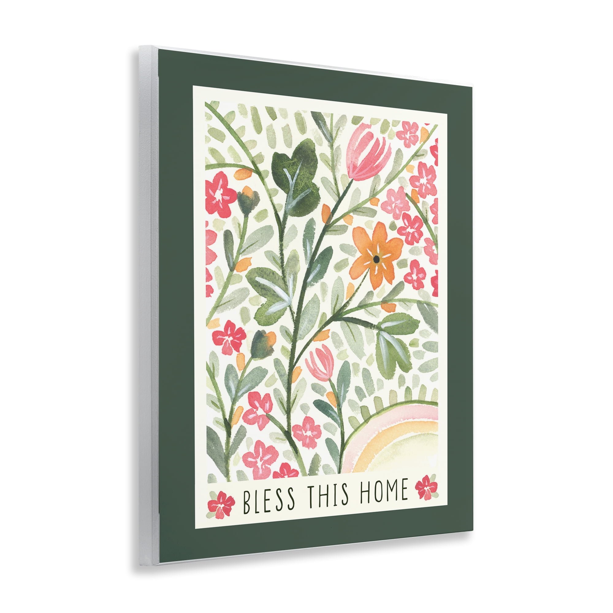 Stupell Industries Floral Bless Phrase Botanical & Floral Painting Unframed Art Print Wall Art, 11 x 14
