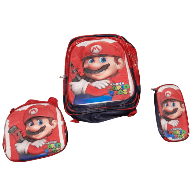 Combo de 3 piezas mochila con luz, lapicera y lonchera mas kit escolar