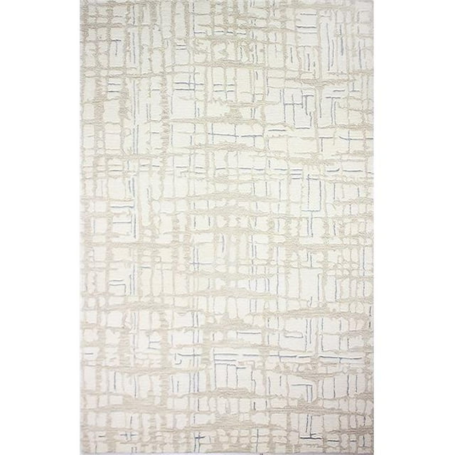 Bashian R129-IV-6X9-HG355 Greenwich Collection Geometric Contemporary Wool & Viscose Hand Tufted Area Rug, Ivory - 5 ft. 6 in. x 8 ft. 6 in.