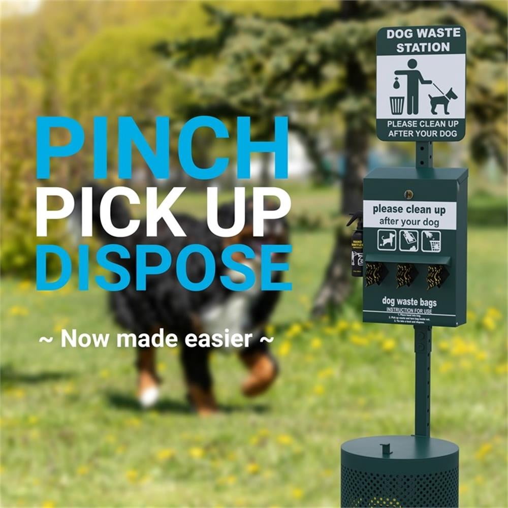 Pemberly Row Pet Waste Station with Roll Bag Dispenser and Trash Can with Lid