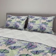 thumbnail image 2 of Floral Comforter & Sham Bedding Set, Flying Butterflies on Grunge Style Background Flowers in Pastel Tones, 3 pcs Duvet Set Microfiber Filling Quilt, 5 Sizes, Ceil Blue and Multicolor, by Ambesonne, 2 of 4