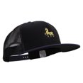 thumbnail image 5 of Golden Horse Logo Embroidered Big Size Premium Flat Bill Trucker Cap - Navy Black XL-3XL, 5 of 5
