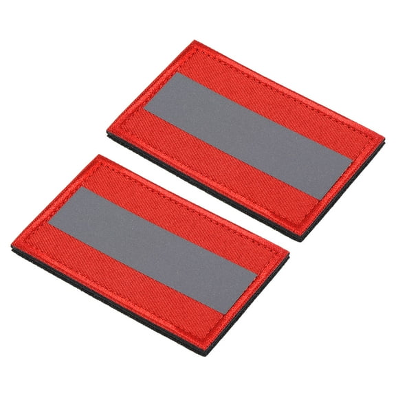Uxcell 2x3" Reflective Patch Hook and Loop Fastener Safety Applique, Red 2 Pack