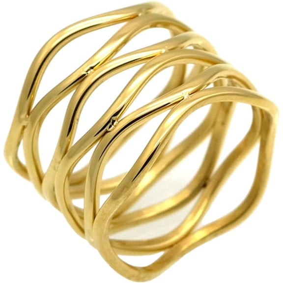 Stainless Steel Braide Wave Wrap Style Statement Promise Anniversary Ring