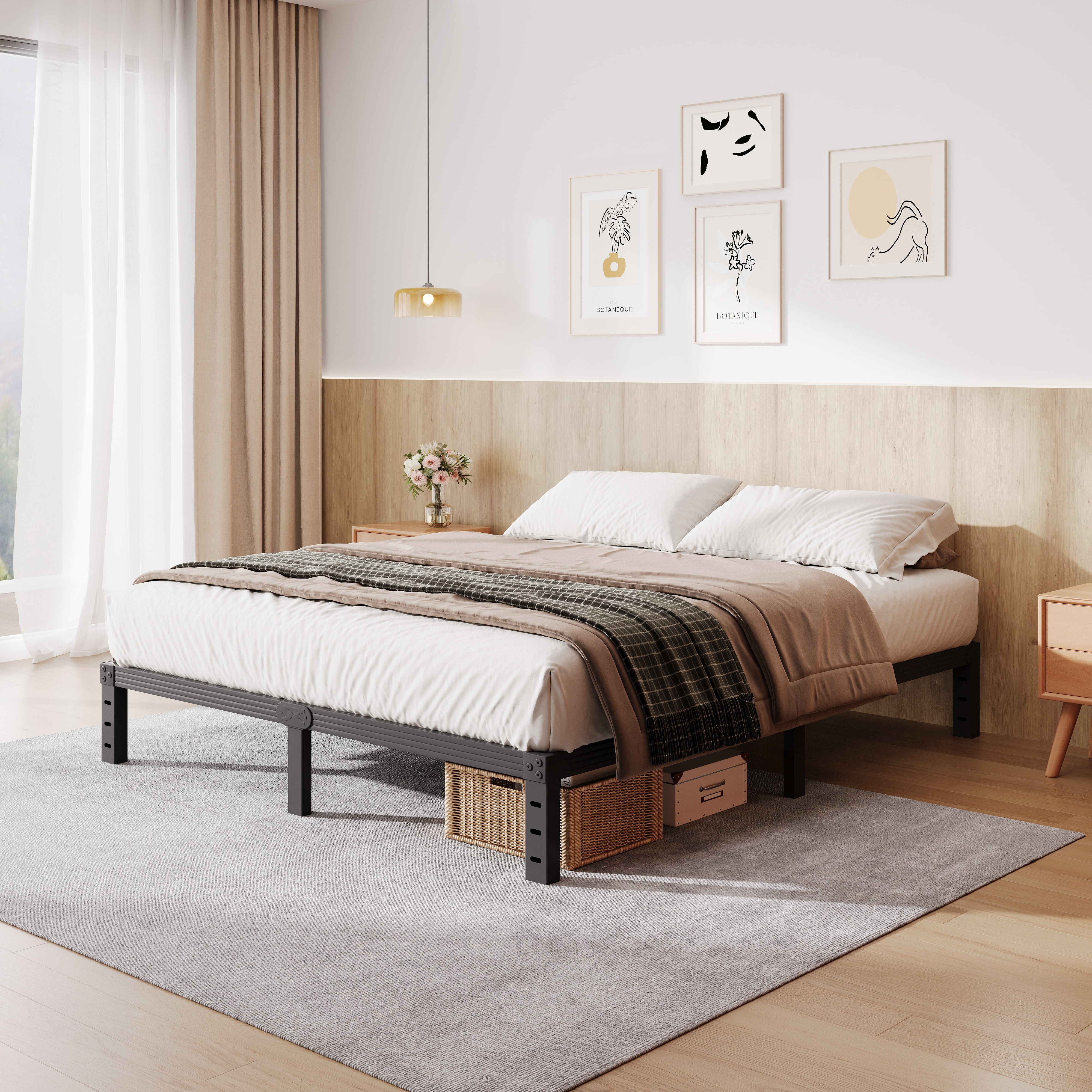 COMASACH 12 inch Queen Bed Frame, Easy Assembly, Heavy Duty Metal
