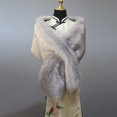 thumbnail image 2 of Tao Tao Women Plush Shawl Long Faux Fur Shawl Bridal Stole Cover Up Winter Soft Scarf Fluffy Warm Shoulder Cover Up Shrug For Stage Performance Scarves Gray Free Size, 2 of 3