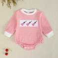 thumbnail image 2 of Gubotare Baby Halloween Pumpkin Bodysuit Baby Girl Outfit Plaid Bubble Bodysuit Bodysuit Embroidery Jumpsuit Cute Fall Winter Clothes 0 3 6 9 12 18 24 Months (Pink,0-3 Months), 2 of 4