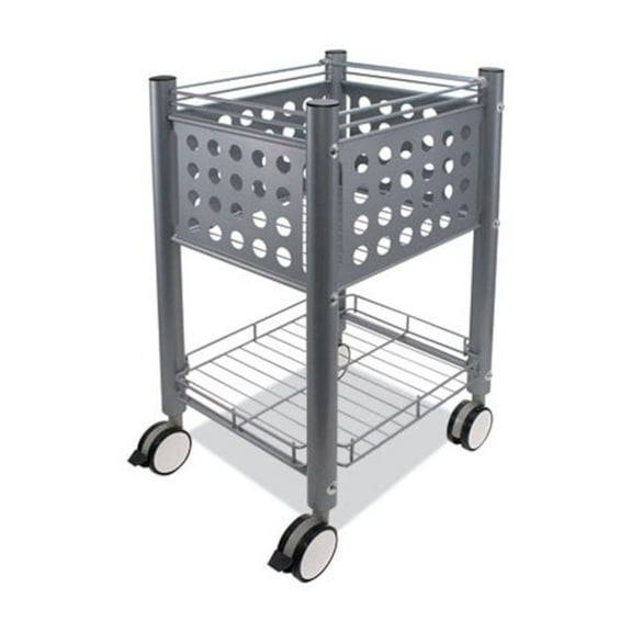 Vertiflex Sidekick File Cart, Metal, 1 Shelf, 1 Bin, 13.75" x 15.5" x 26.25", Matte Gray