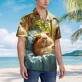 thumbnail image 3 of Sikiie Lazy Home Style Guinea Pig Print Men's Hawaiian Shirt, Summer Beach Button Pocket Short Sleeve T-Shirt,Small, 3 of 7