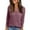 Purple, variant on WTOBBY Women's T Shirt Tee Button Long Sleeve Daily Weekend Fashion Basic V-Neck Regular Top - Casual Comfort Wear with Button Detail for Stylish Outfits,Army Green L