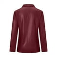 thumbnail image 5 of YUGYXL Womens PU Faux Leather Button Down Jacket Shirts Slim Fit Long Sleeve V Neck Blouses Tops with Pocket Wine M, 5 of 9