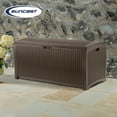 thumbnail image 4 of Suncast 99 Gallon Deck Garden Garage Home Wicker Resin Pool Box, Mocha (2 Pack), 4 of 11