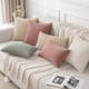thumbnail image 5 of Nvzi Juego de 2 fundas de almohada decorativas de pana suave, estilo bohemio, a rayas, para decoración del hogar, estilo rústico, 18 x 18 pulgadas, color beige, 5 of 5